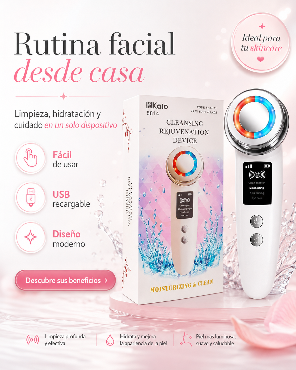Masajeador Limpieza Facial - Ultrasonico